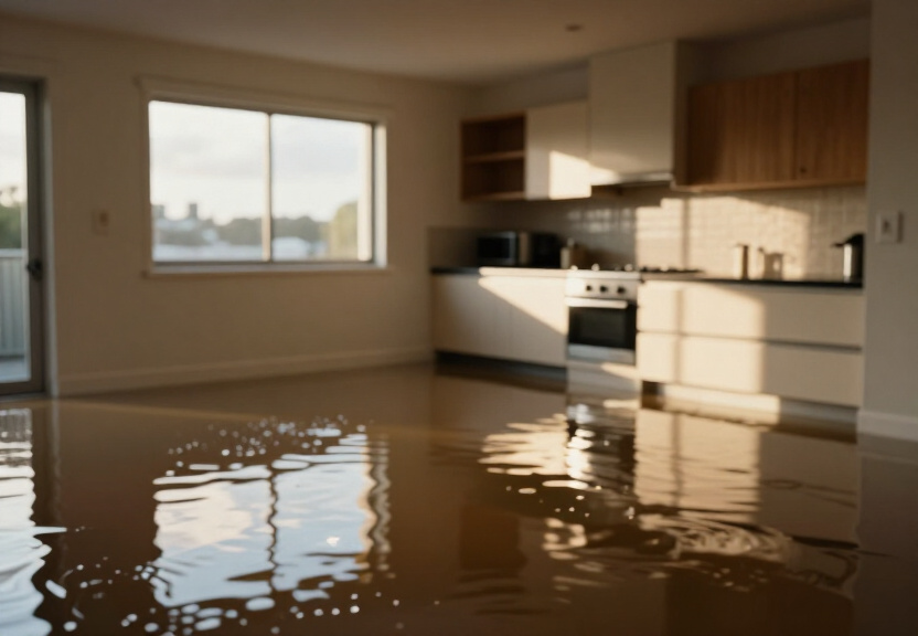 Flooded commercial space in Sylvania Waters before cleanup